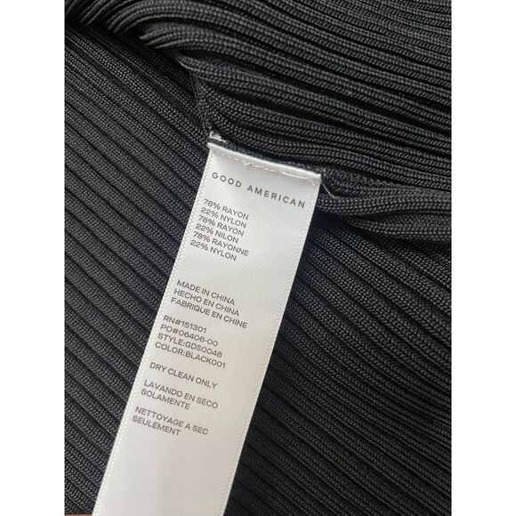 Good American Women's Dress Long Maxi Side Slit Ribbed Mock Neck 5/6 Black - Picture 3 of 8